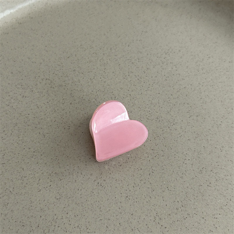 Pink Acetate Heart Mini Claw Clip